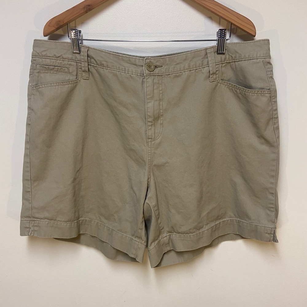 Faded Glory Chino Shorts Women 18W Khaki Cotton Twill Casual Classic